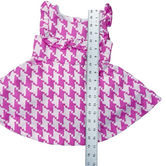 Janie and Jack 12-18 Months Bright Blooms Houndstooth Pink Dress Ruffles - Picture 12 of 12